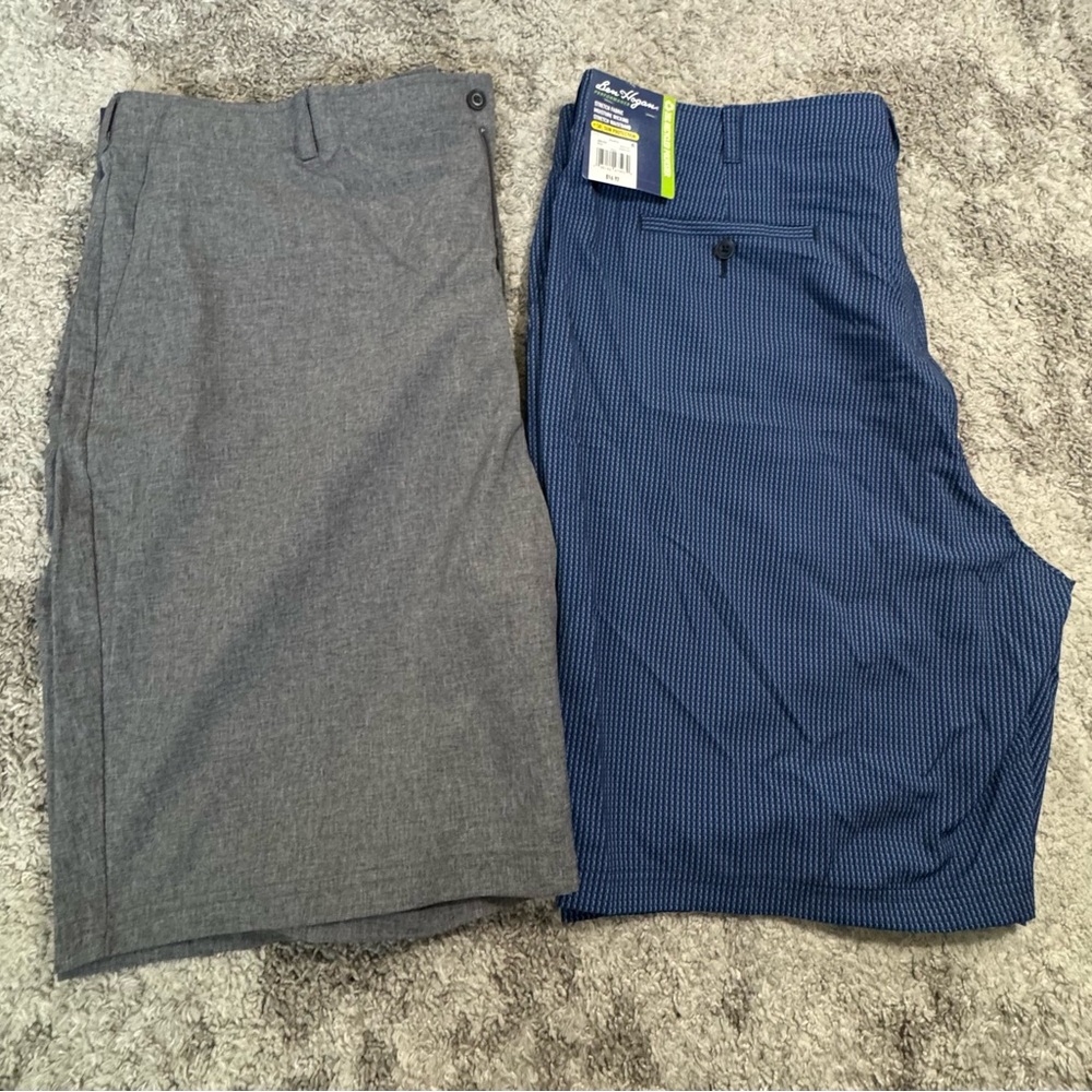 2 Hogan Gray and Blue Flat Front Shorts